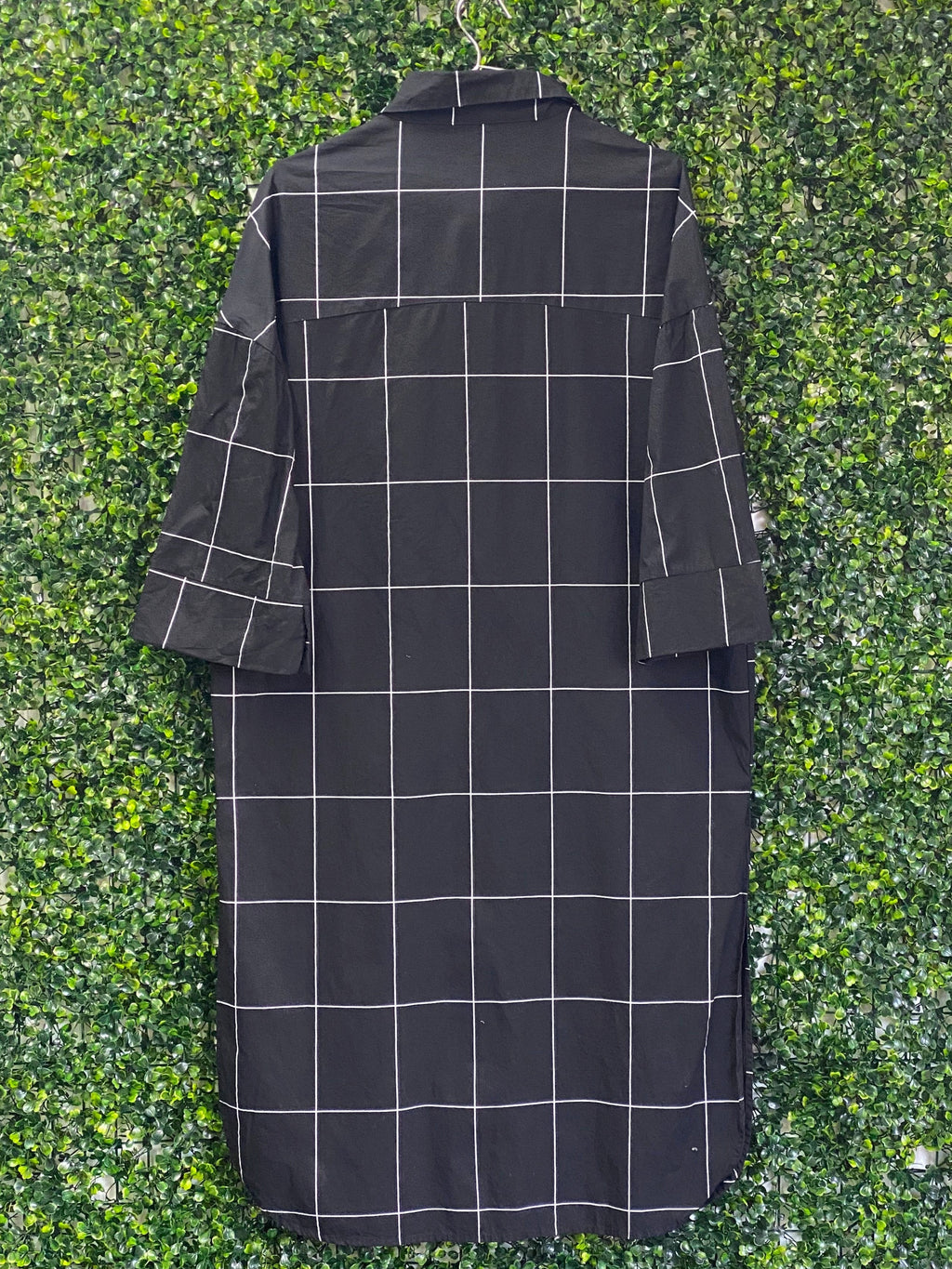 Candy Box Black Windowpane Studded Shirt Dress — back