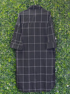 Candy Box Black Windowpane Studded Shirt Dress — back