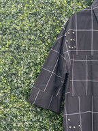 Candy Box Black Windowpane Studded Shirt Dress — detail