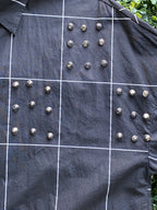 Candy Box Black Windowpane Studded Shirt Dress — detail