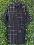Candy Box Black Windowpane Studded Shirt Dress — front