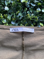 Zara Olive Taupe Wrap-Front Wide-Leg Jumpsuit — brand