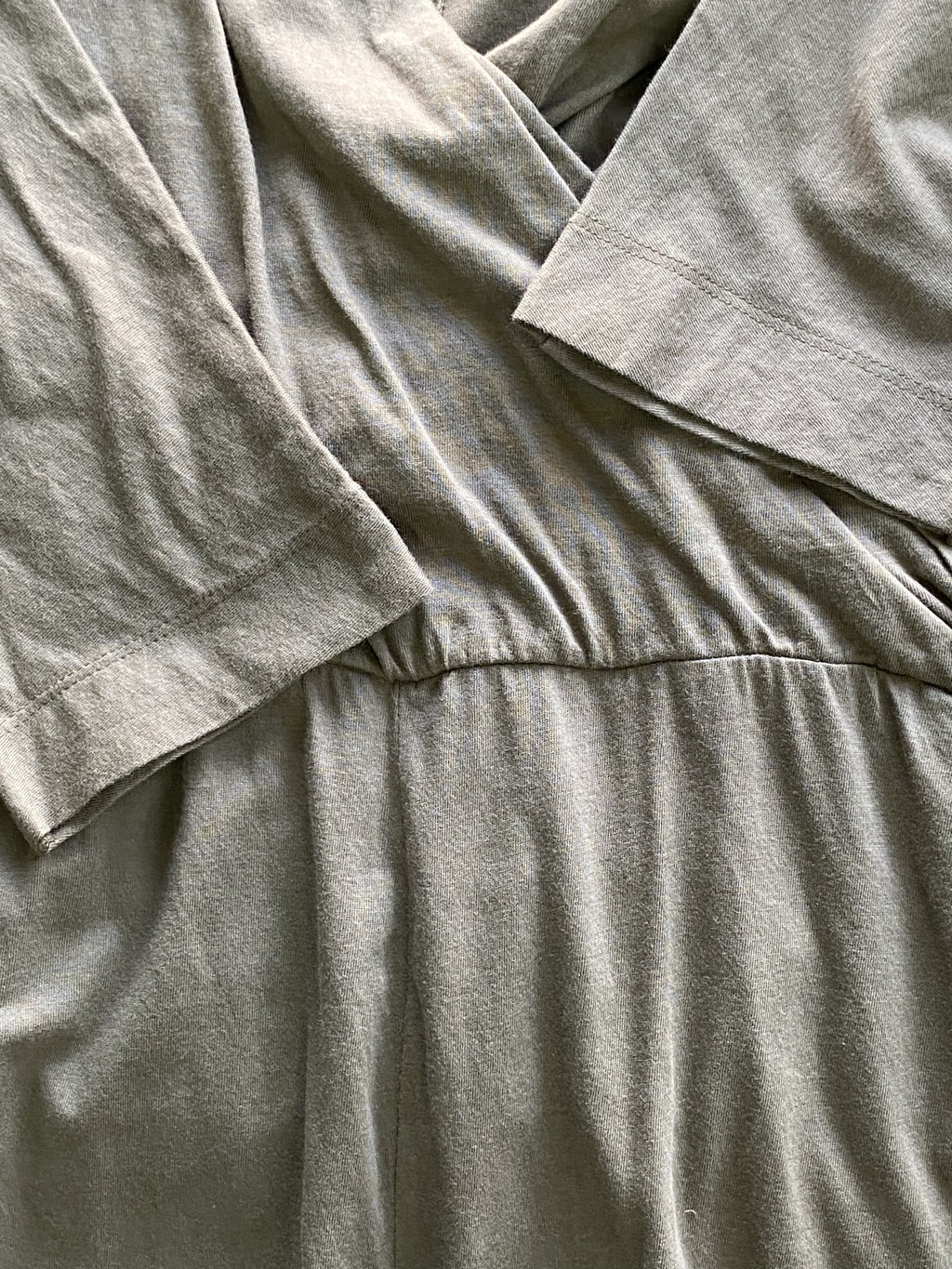 Zara Olive Taupe Wrap-Front Wide-Leg Jumpsuit — detail