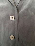 Olive Green Suede-Look Button Blazer