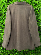 Olive Green Suede-Look Button Blazer