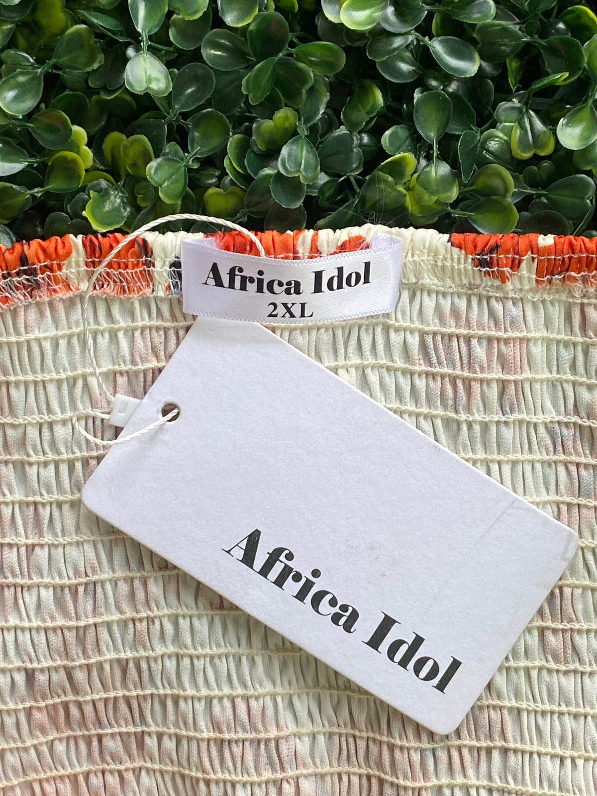 Africa Idol Orange Floral Ruched Crop Top — brand