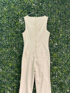 Worldwide Wear Cream Cotton Utility Jumpsuit — back