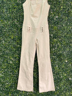Worldwide Wear Cream Cotton Utility Jumpsuit — detail