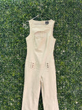 Worldwide Wear Cream Cotton Utility Jumpsuit — front