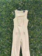 Worldwide Wear Cream Cotton Utility Jumpsuit — front