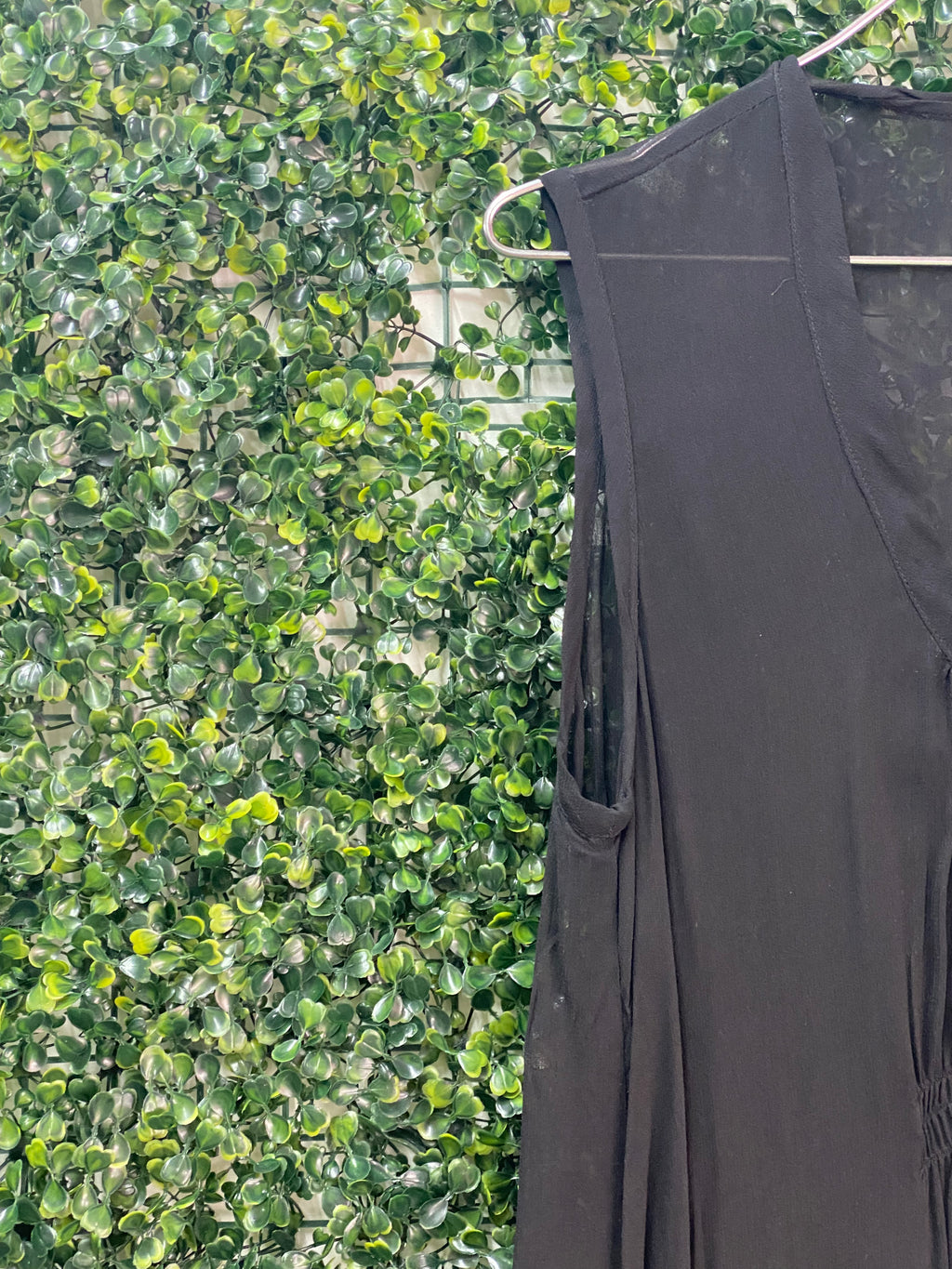 Milton Weiner Black Gathered Maxi Dress — detail