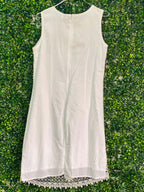 Queenspark White Embroidered Cotton Shift Dress — back