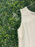 Queenspark White Embroidered Cotton Shift Dress — detail