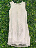 Queenspark White Embroidered Cotton Shift Dress — front