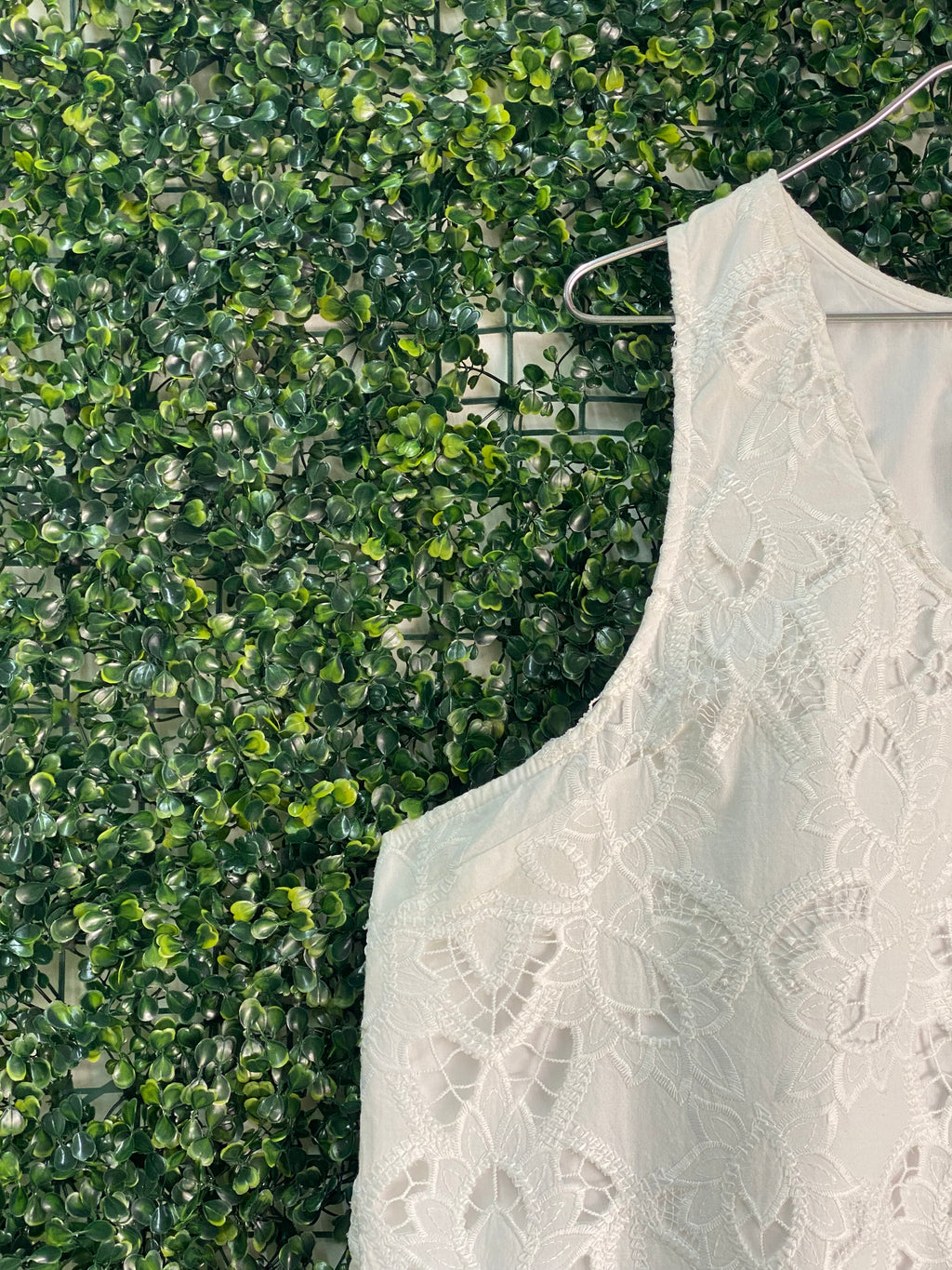Foschini White Cotton Lace Sleeveless Top — detail