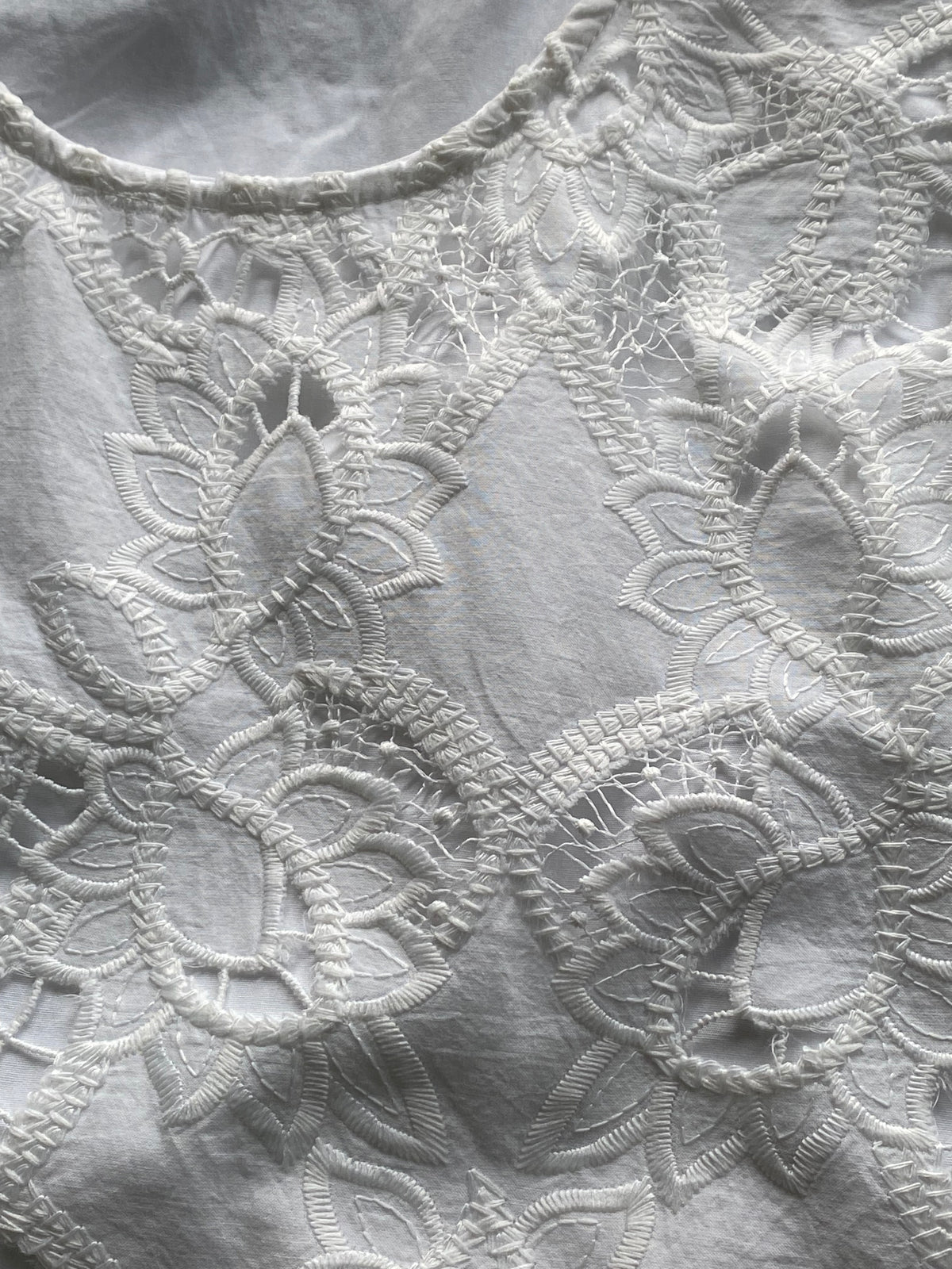 Foschini White Cotton Lace Sleeveless Top — detail