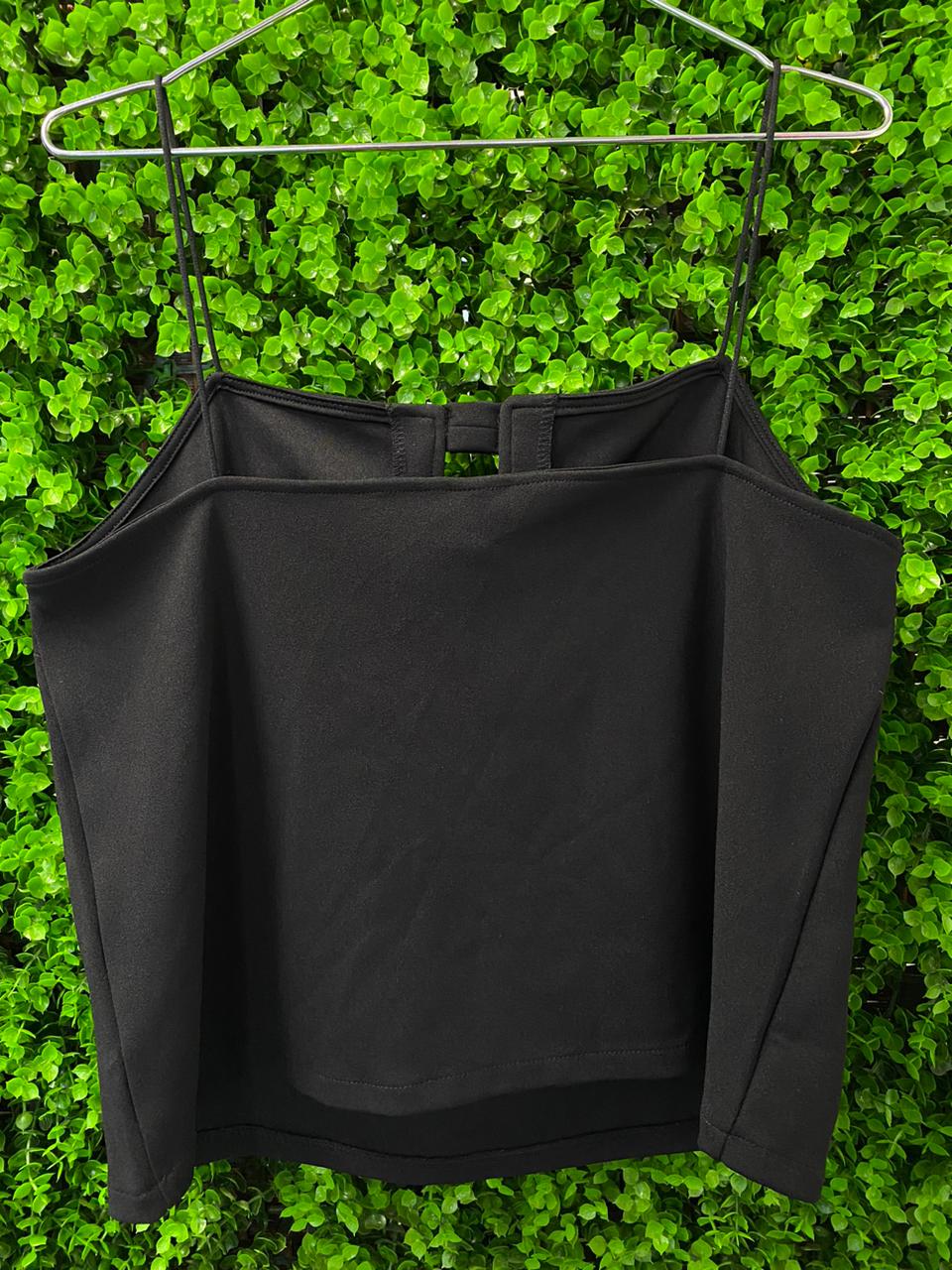 Black Structured Bow Detail Cami Top