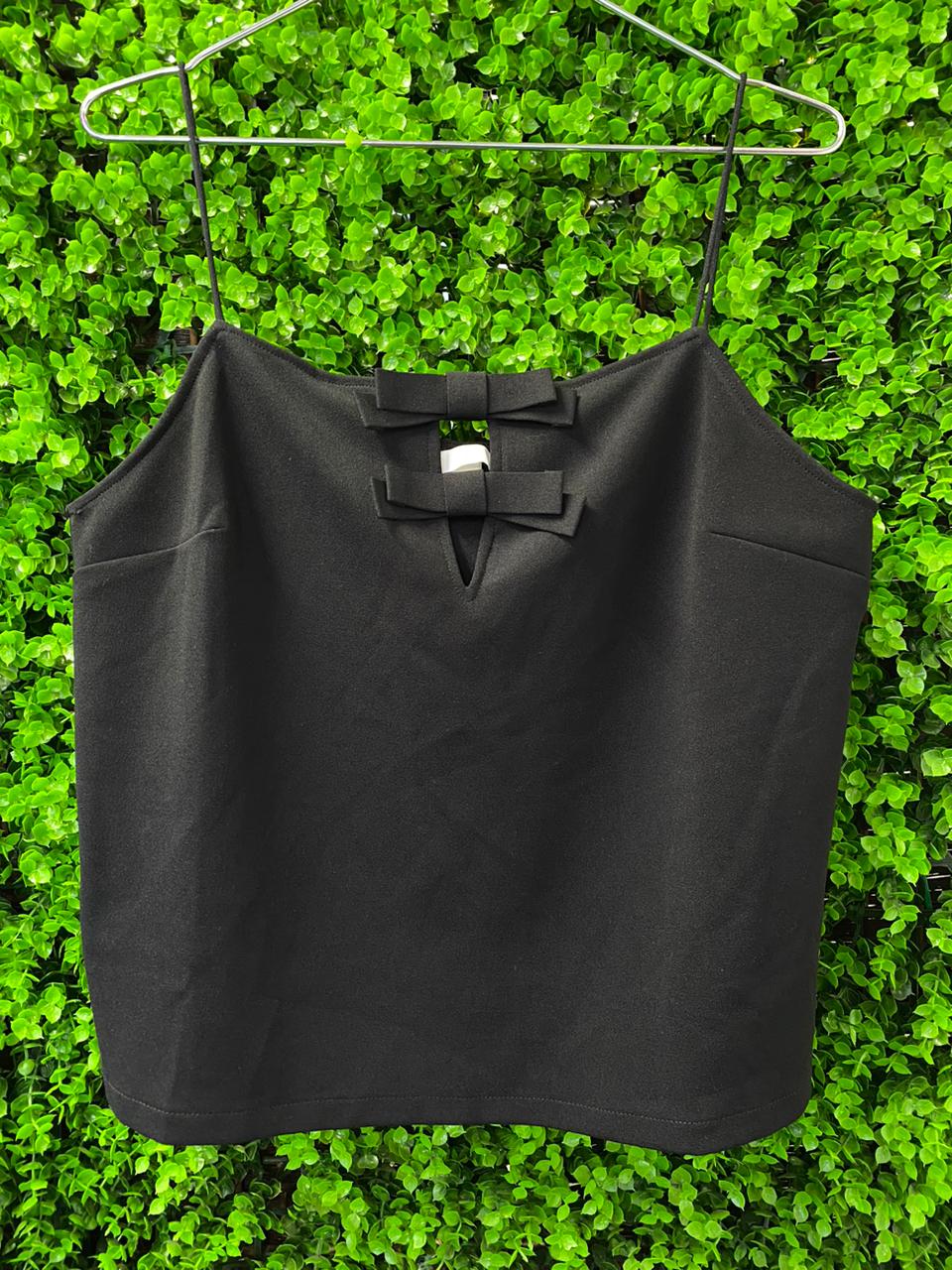 Black Structured Bow Detail Cami Top