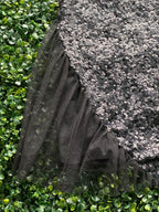 Triple Seven Black Sequin Mesh Top — detail