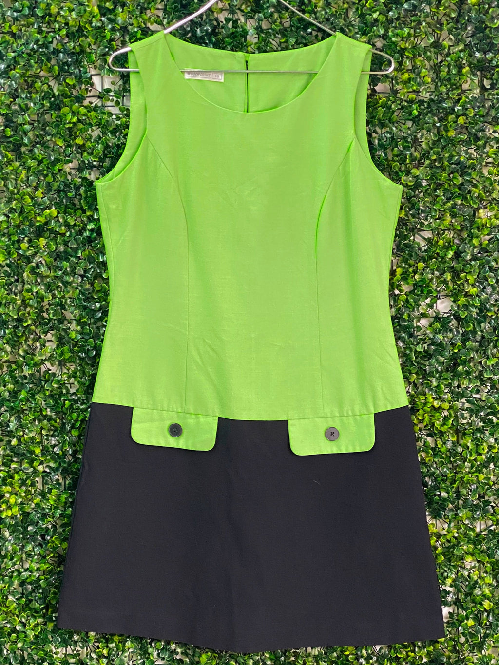Woolworths Lime Green & Black Mod Shift Dress — front