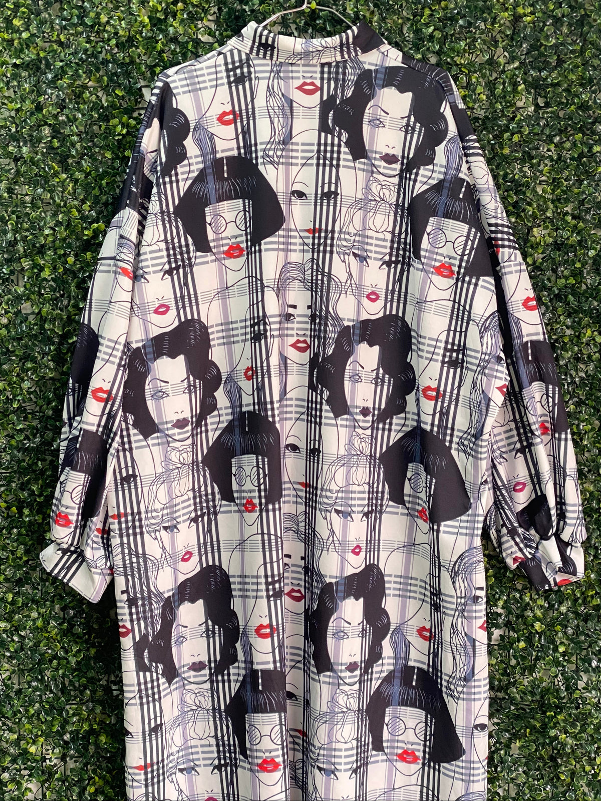 Rainbow Nation Face Print Oversized Shirt Dress — back