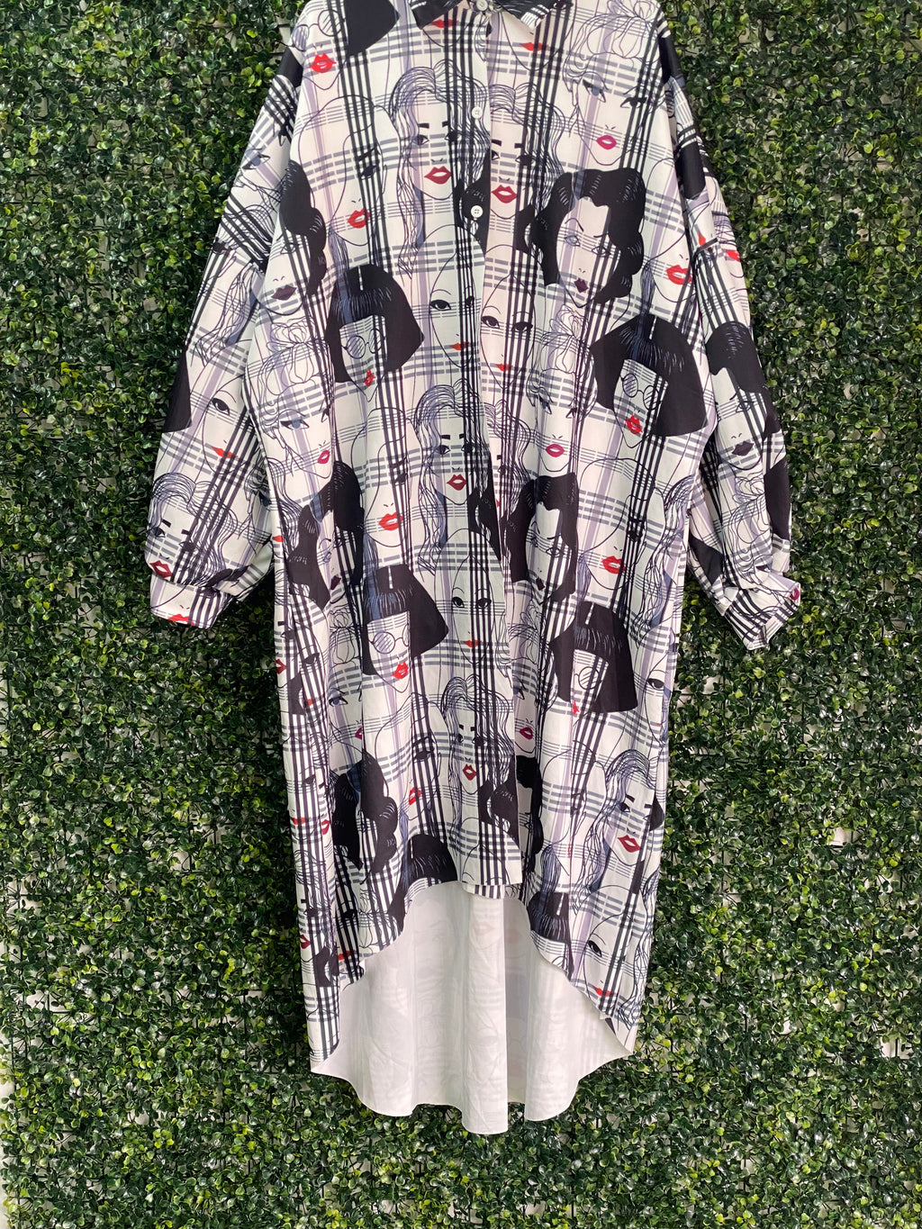 Rainbow Nation Face Print Oversized Shirt Dress — detail
