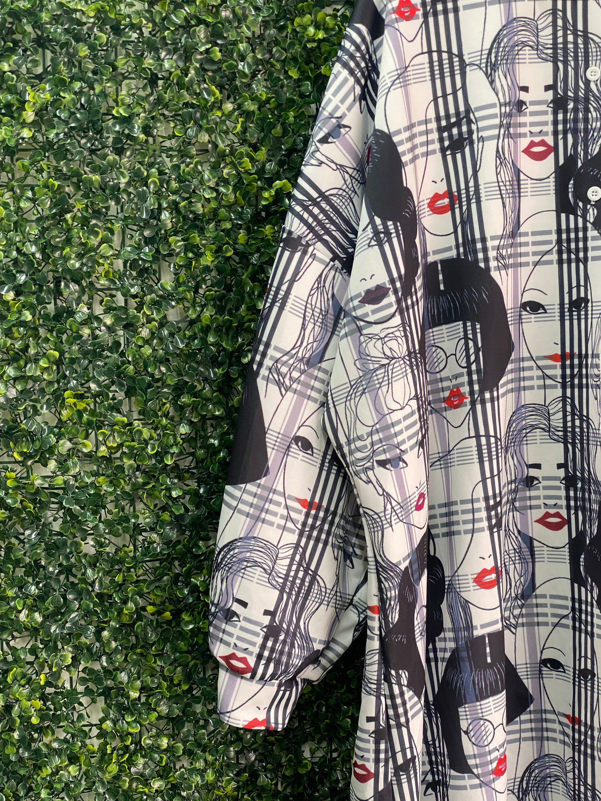 Rainbow Nation Face Print Oversized Shirt Dress — detail