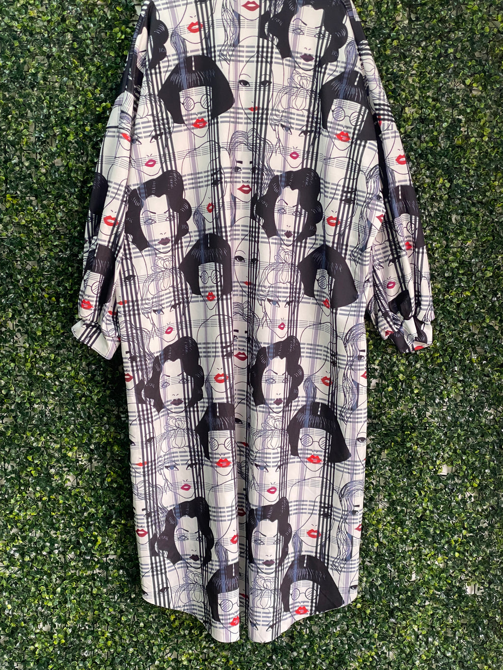 Rainbow Nation Face Print Oversized Shirt Dress — detail