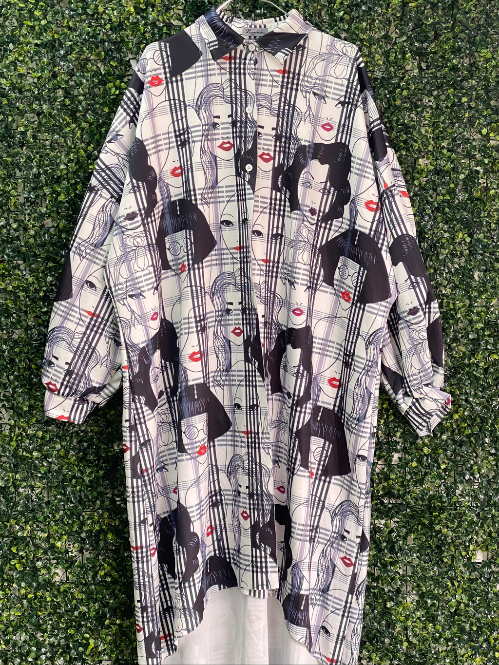 Rainbow Nation Face Print Oversized Shirt Dress — front