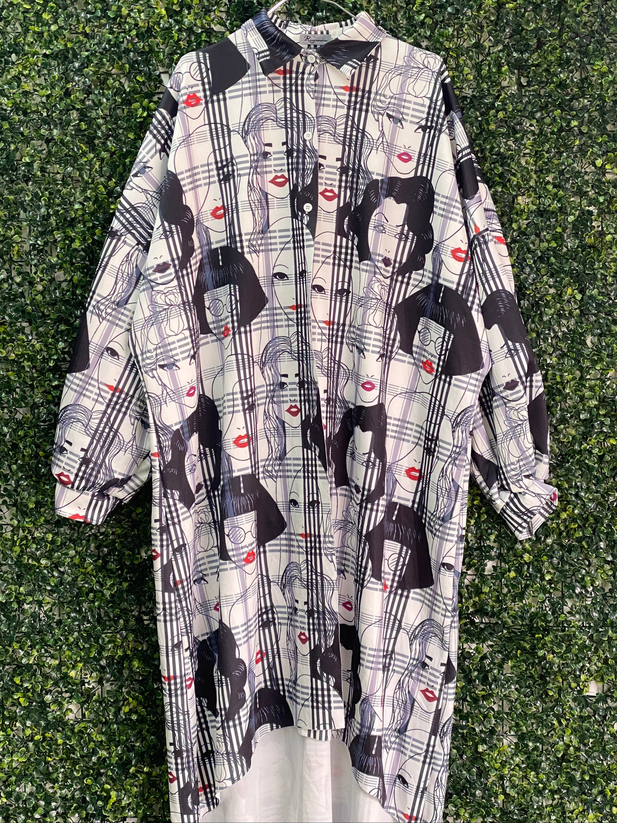 Rainbow Nation Face Print Oversized Shirt Dress — front