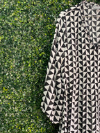 Queenspark Black & White Geometric Print Blouse — detail