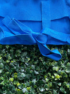 Zara Cobalt Blue Ribbed Tie-Back Halter Top — detail