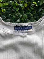 Ralph Lauren White Ribbed Cotton Embroidered Tank Top — brand