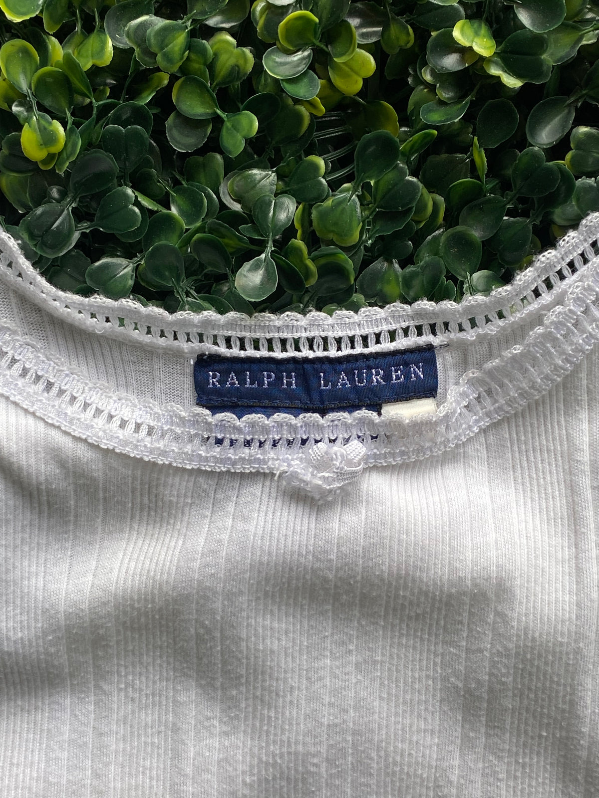 Ralph Lauren White Ribbed Cotton Embroidered Tank Top — brand