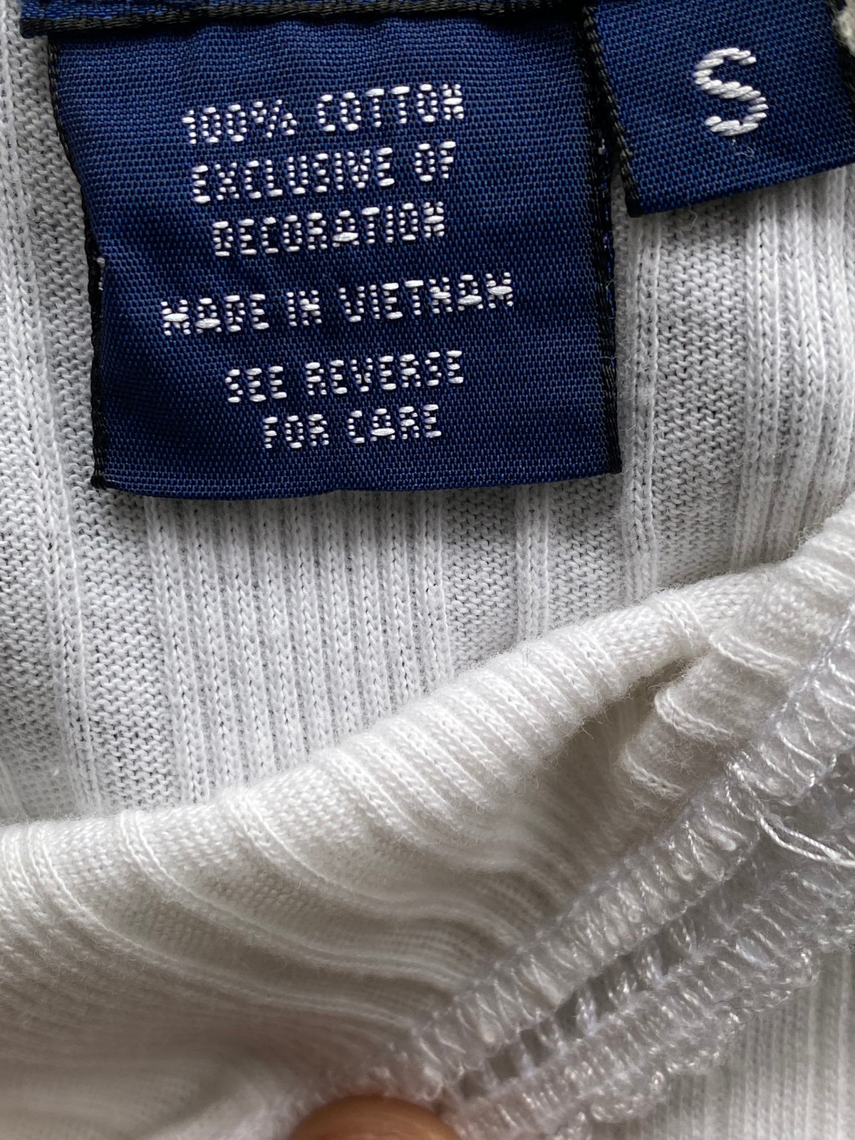 Ralph Lauren White Ribbed Cotton Embroidered Tank Top — care