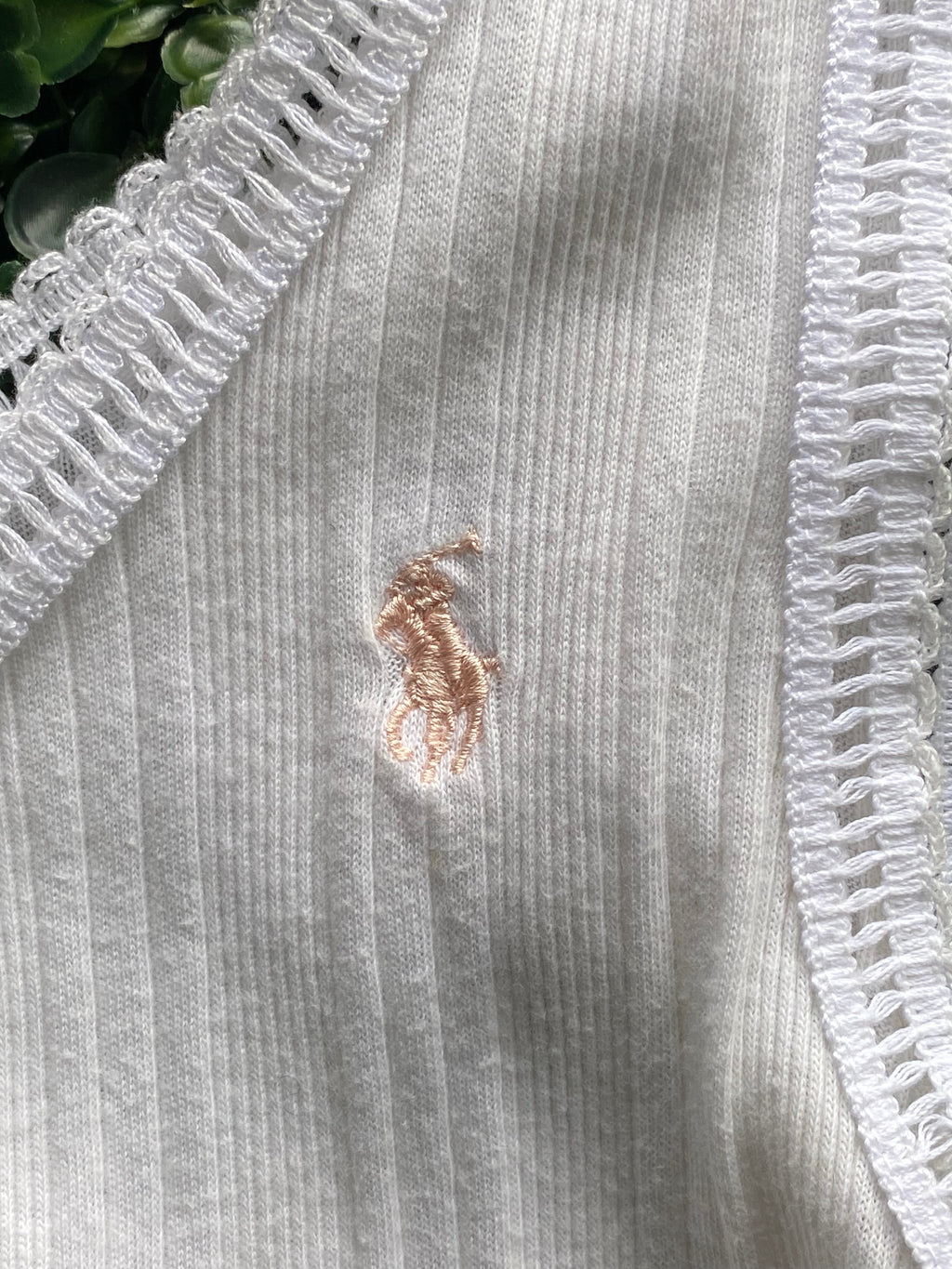 Ralph Lauren White Ribbed Cotton Embroidered Tank Top — detail