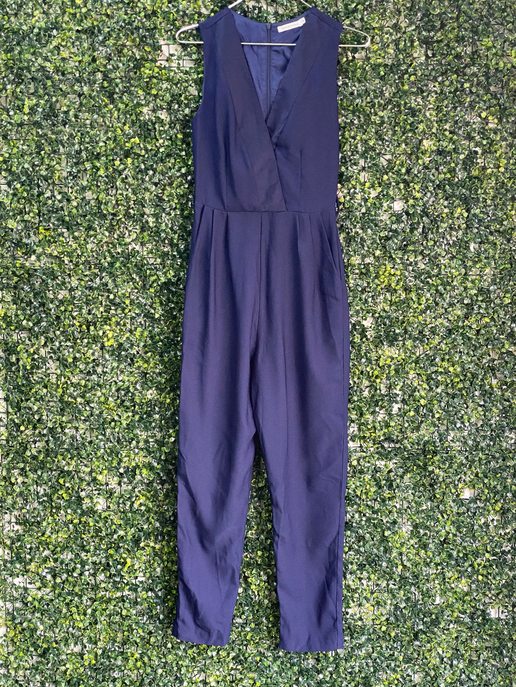 Dailyfriday Deep Navy Wrap-Front Tailored Jumpsuit — detail