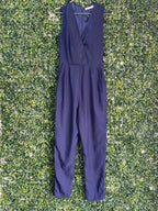 Dailyfriday Deep Navy Wrap-Front Tailored Jumpsuit — detail