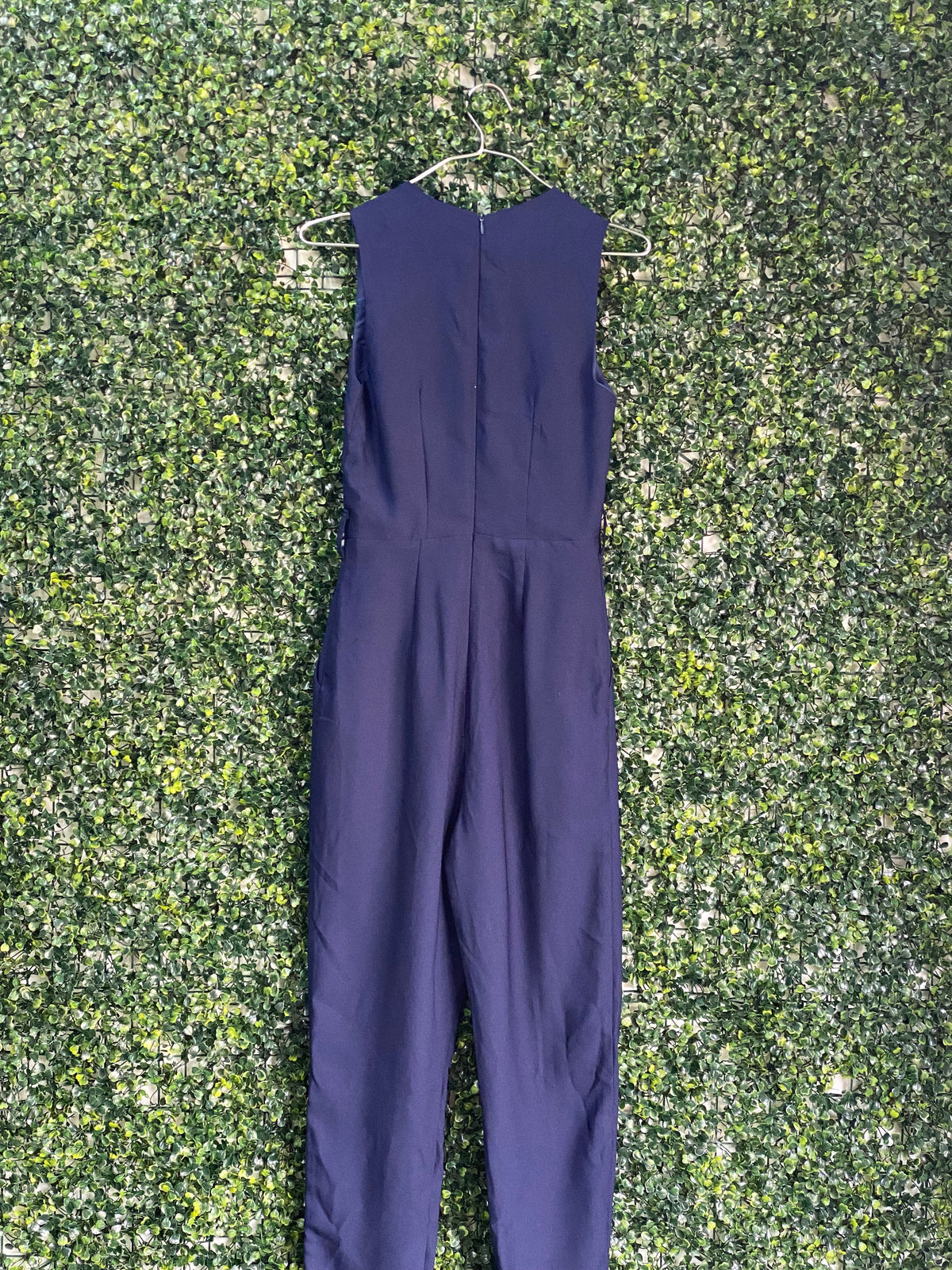 Dailyfriday Deep Navy Wrap-Front Tailored Jumpsuit — detail