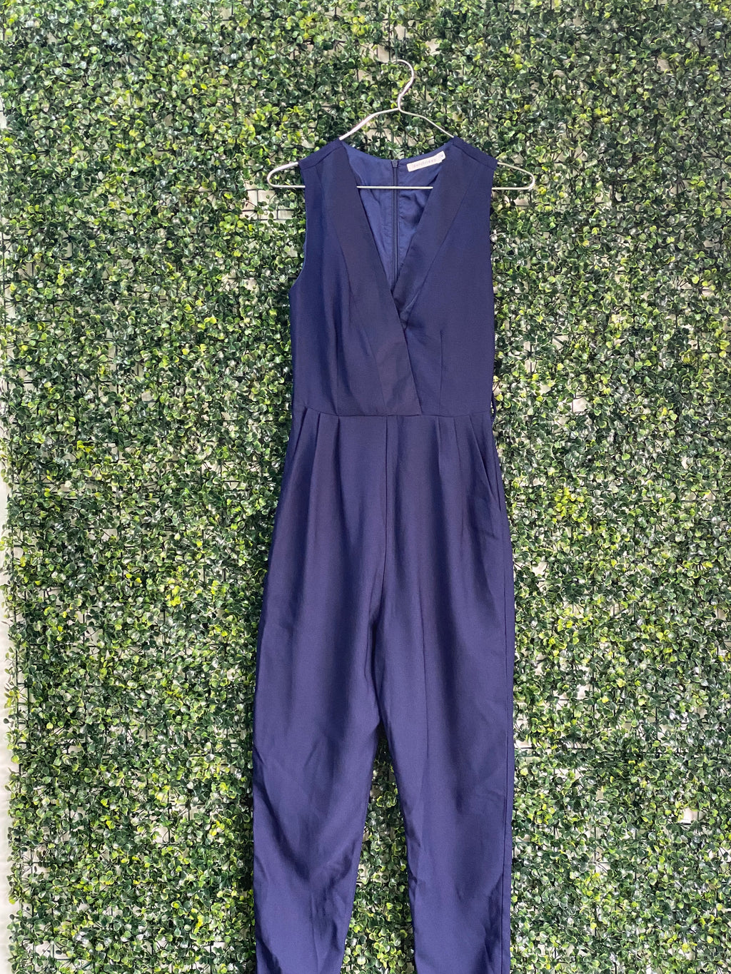 Dailyfriday Deep Navy Wrap-Front Tailored Jumpsuit — front