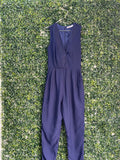 Dailyfriday Deep Navy Wrap-Front Tailored Jumpsuit — front
