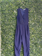 Dailyfriday Deep Navy Wrap-Front Tailored Jumpsuit — front