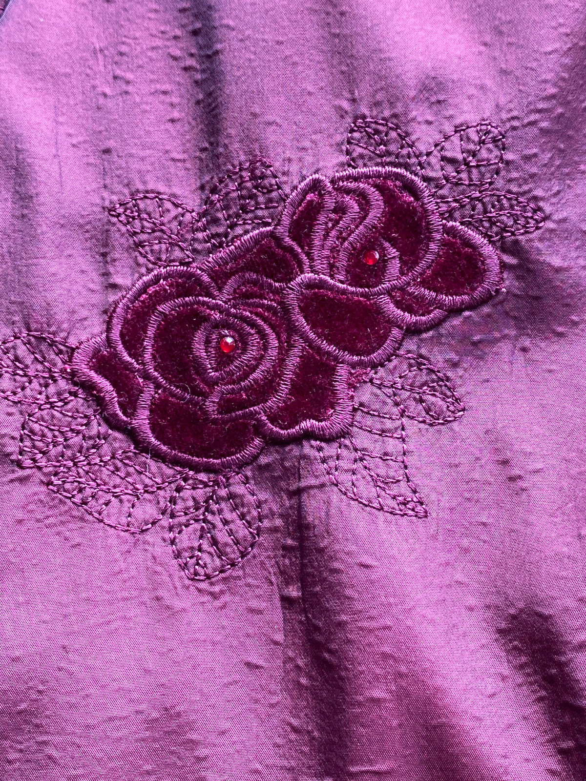 List Woman Burgundy Embroidered Longline Jacket — detail