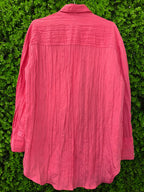 Bright Pink Textured Button-Up Shirt