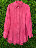 Bright Pink Textured Button-Up Shirt
