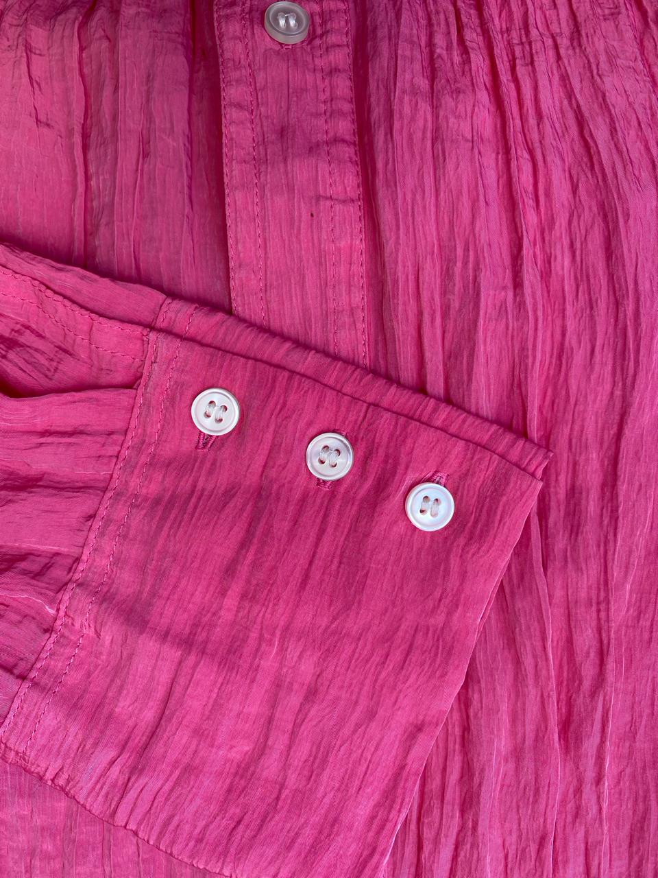 Bright Pink Textured Button-Up Shirt