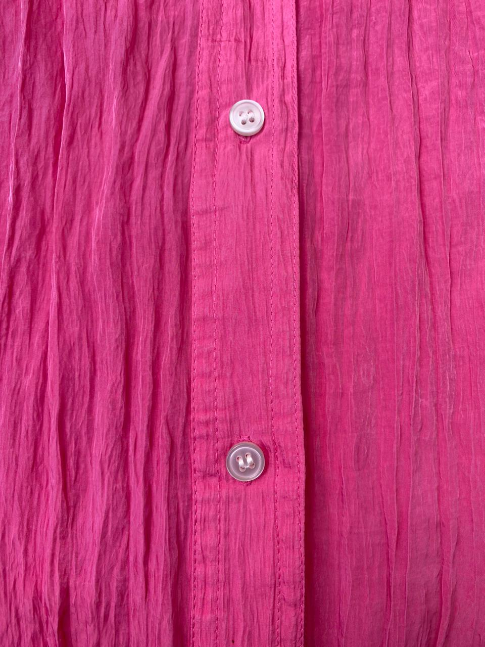 Bright Pink Textured Button-Up Shirt