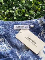 Fashion Blue Tropical Print Button-Front Waistcoat — brand