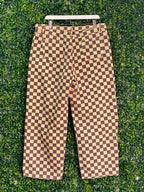 Brown Checkerboard Straight-Leg Pants — back