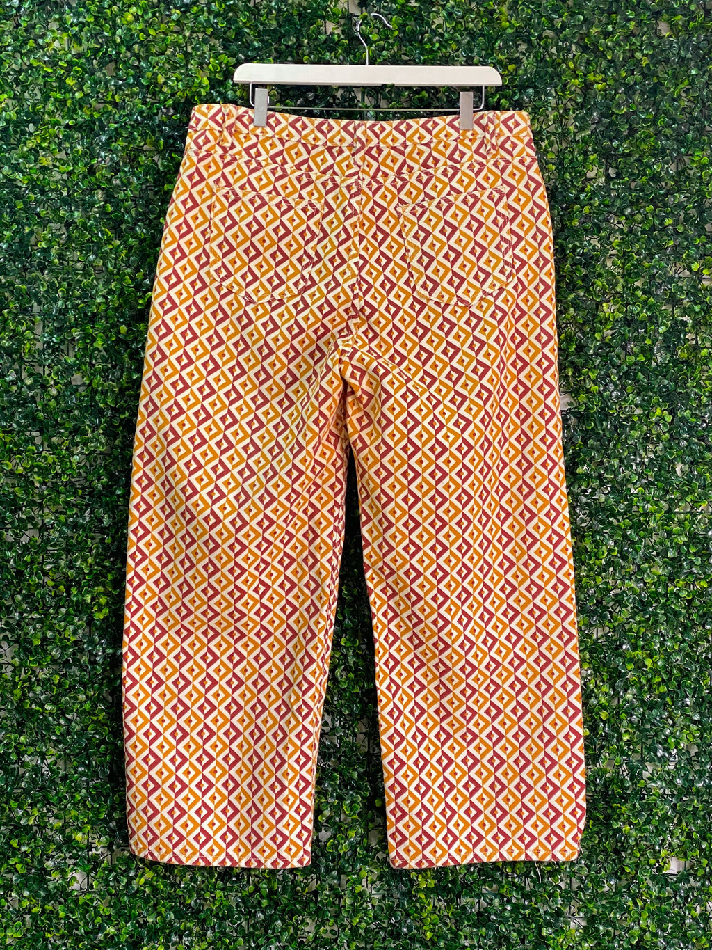 Rust Geometric Print Straight-Leg Pants — back